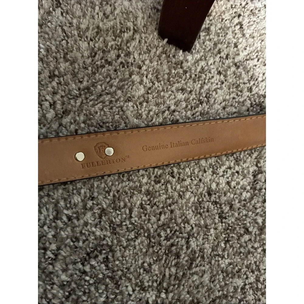Fullerton Vintage Golf Concho Lizard Embossed Leather Belt Size 36 Black Western